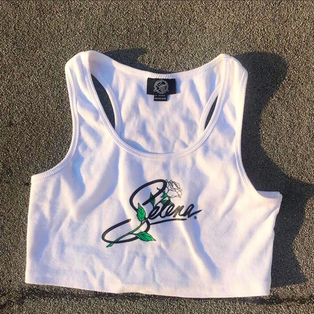 White Selena Racer Crop Top